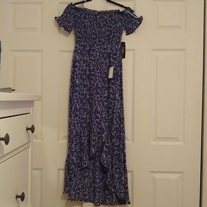 Fleur-tation Navy Blue Floral Print Midi Dress